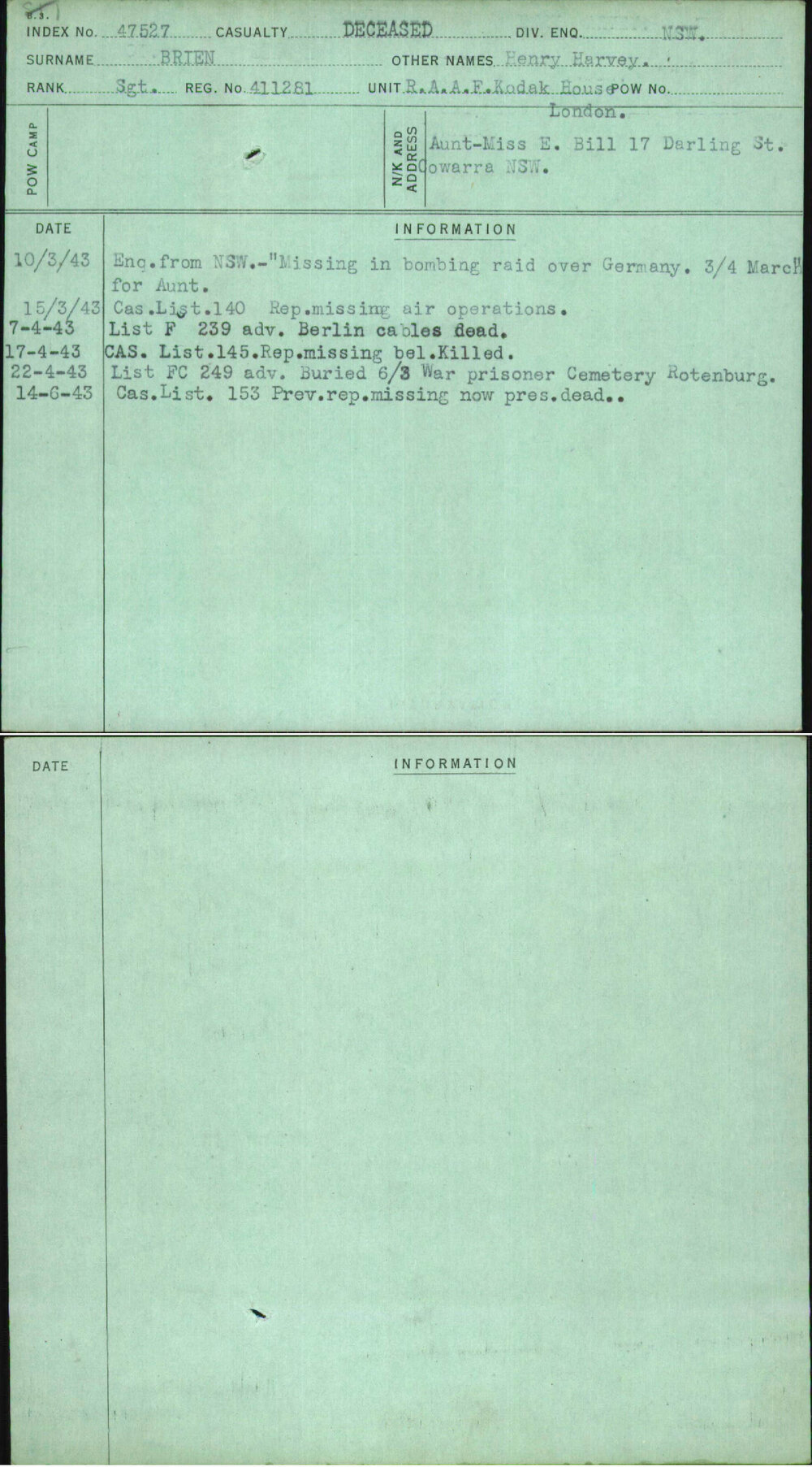 Brien, Henry Harvey, 411281