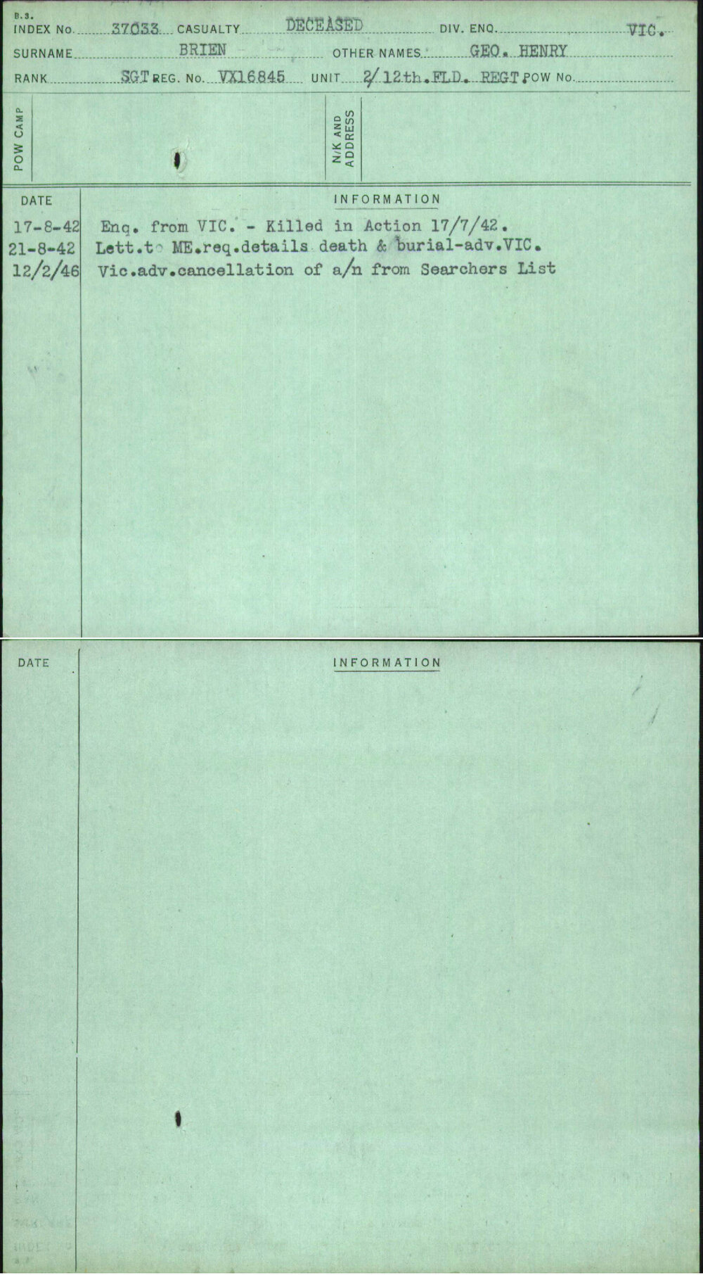 Brien, Geo Henry, VX16845