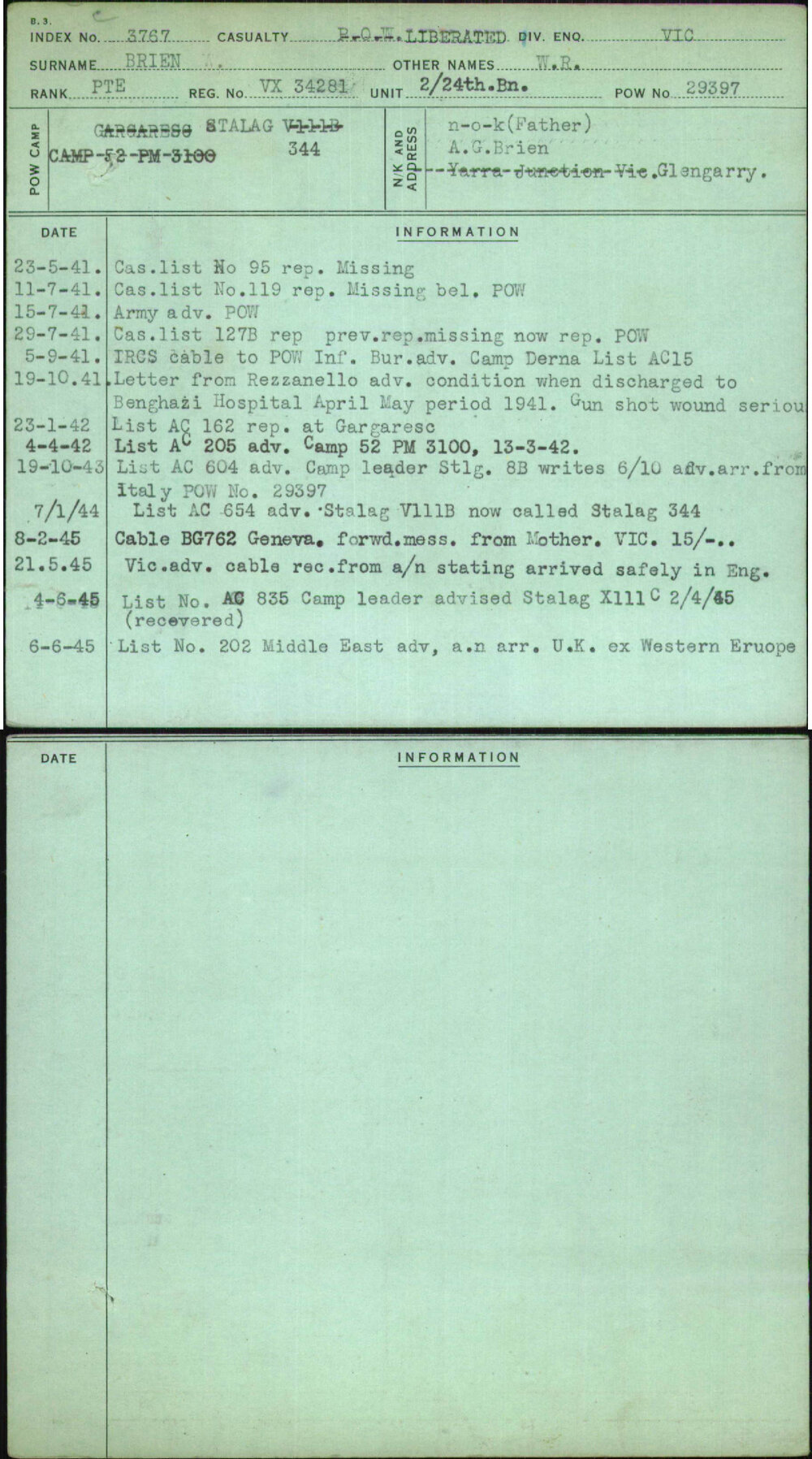 Brien, W R, VX34281