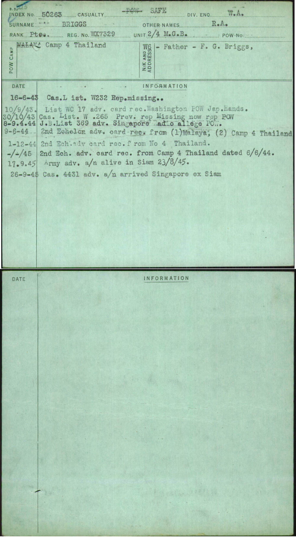 Briggs, R A, WX7329