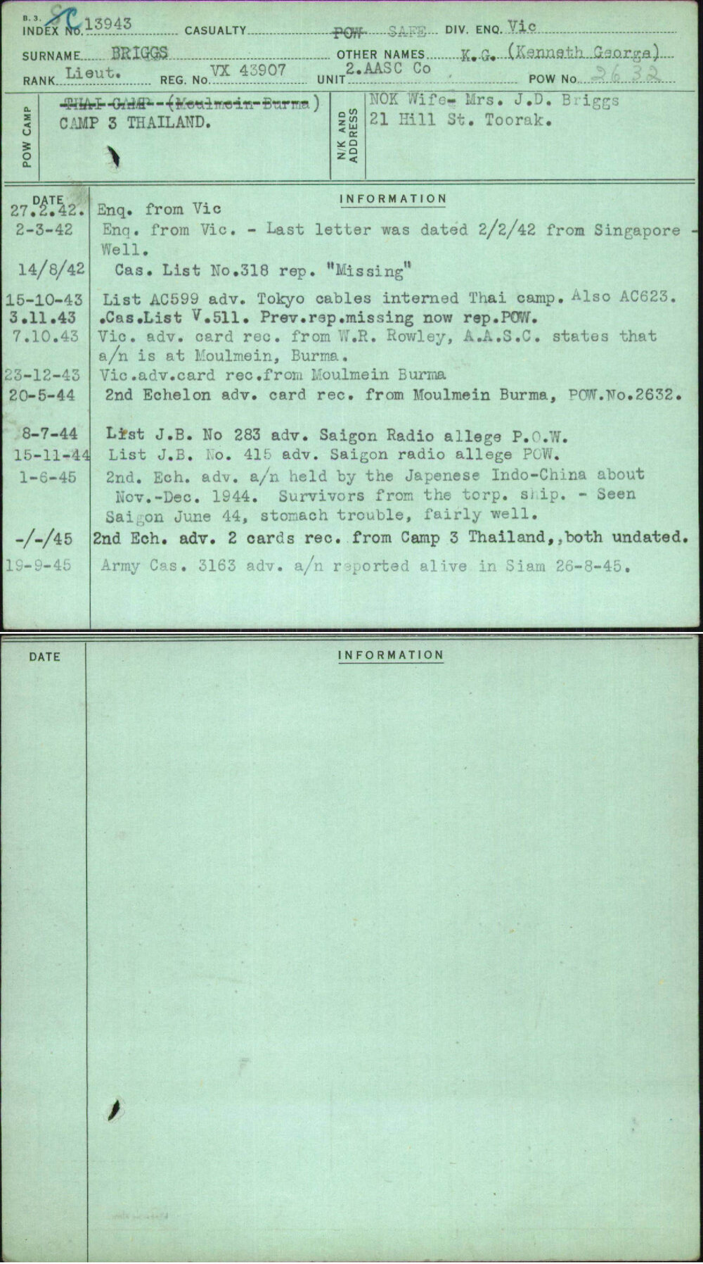 Briggs, K G (Kenneth George), VX43907