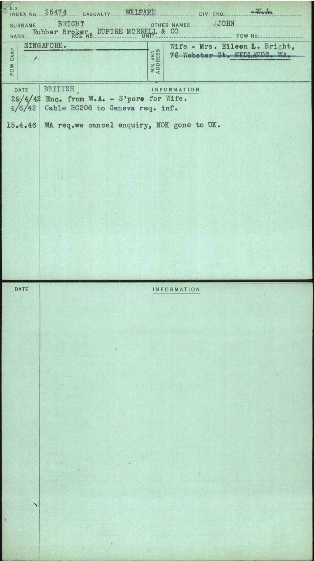 Bright, John, [No Service Number]