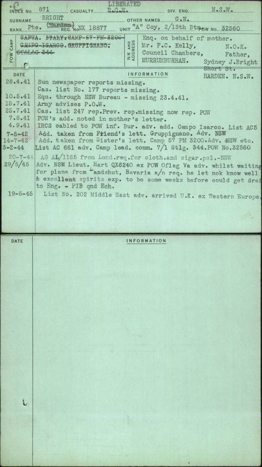 Bright, G N, NX18877