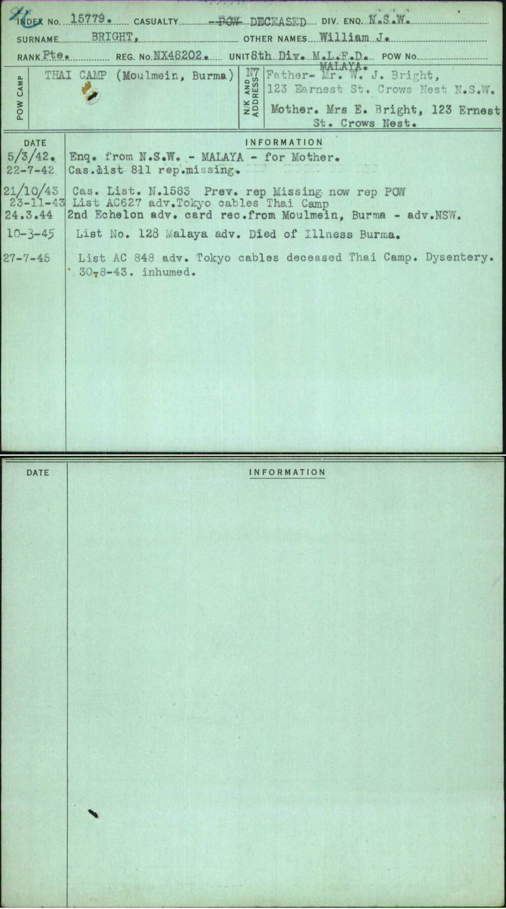 Bright, William J, NX48202