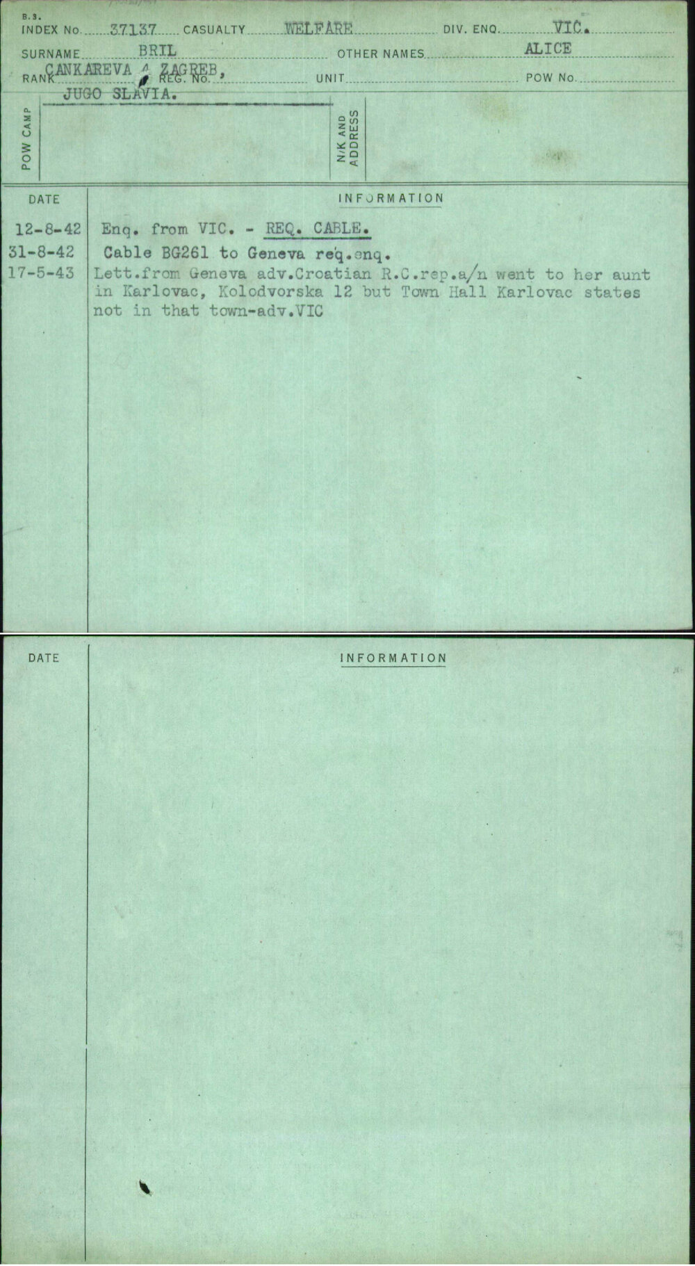 Bril, Alice, [No Service Number]