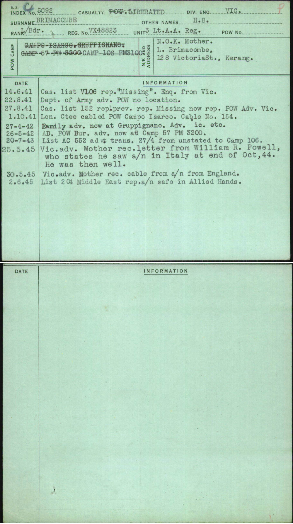 Brimacombe, H B, VX48823