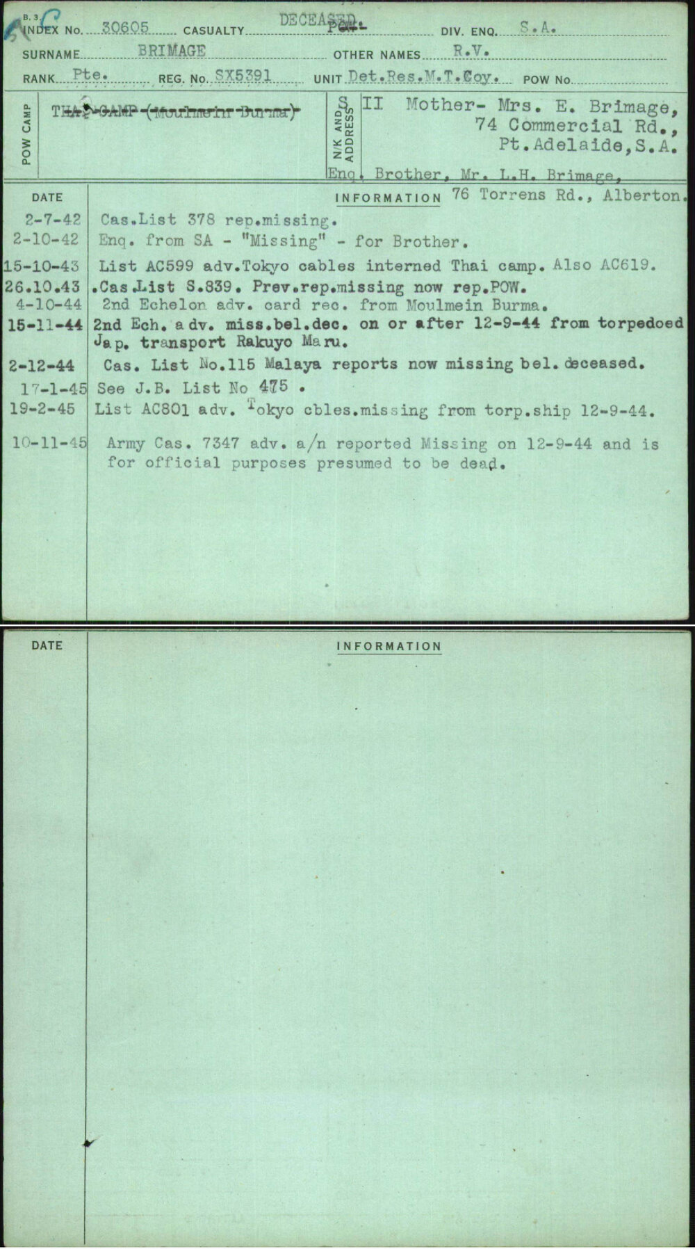 Brimage, R V, SX5391