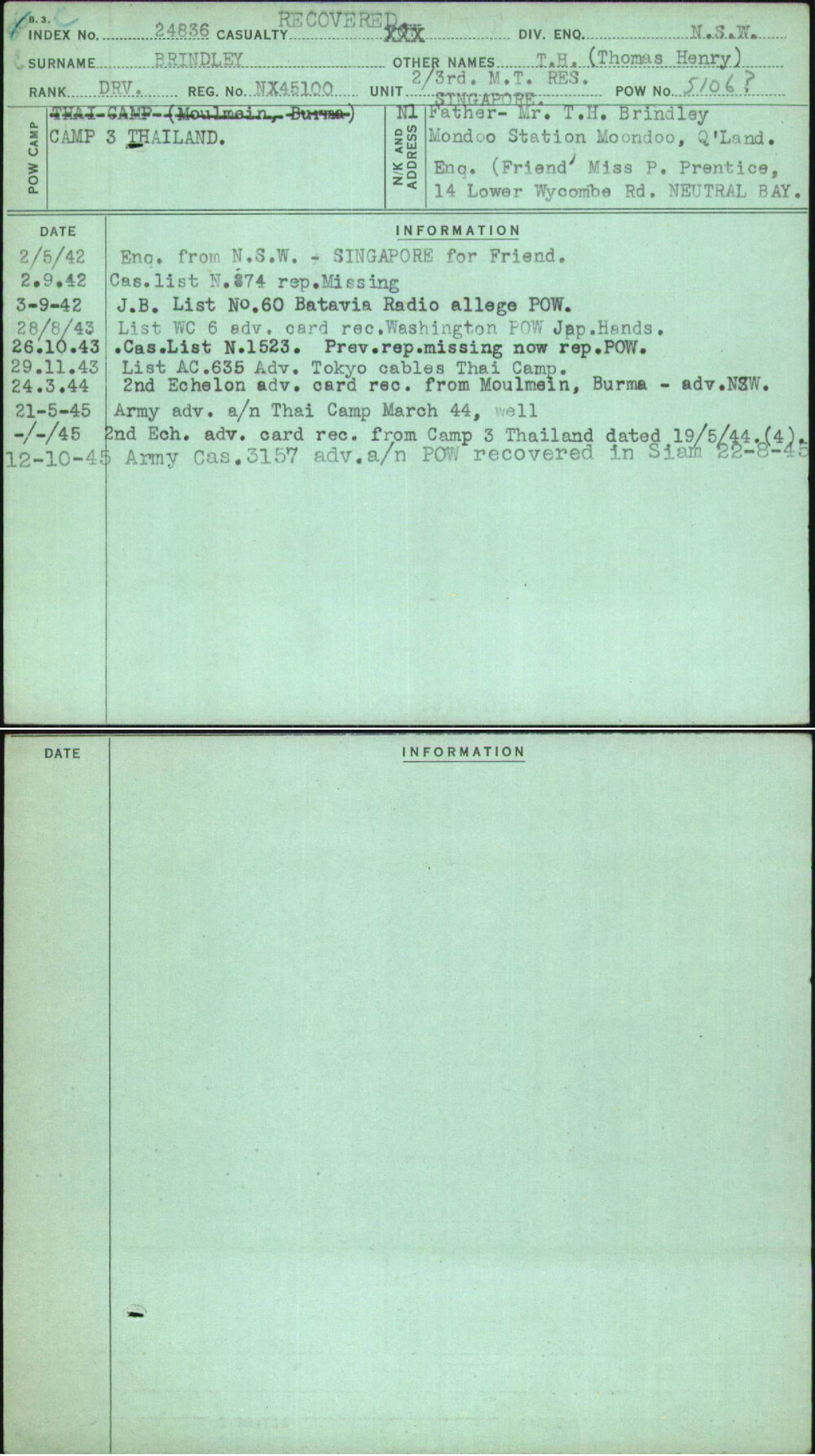 Brindley, T H (Thomas Henry), NX45100