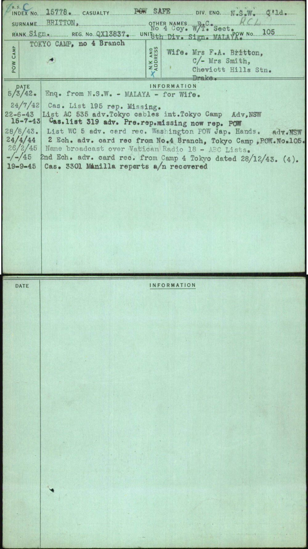 Britton, R C, QX13837
