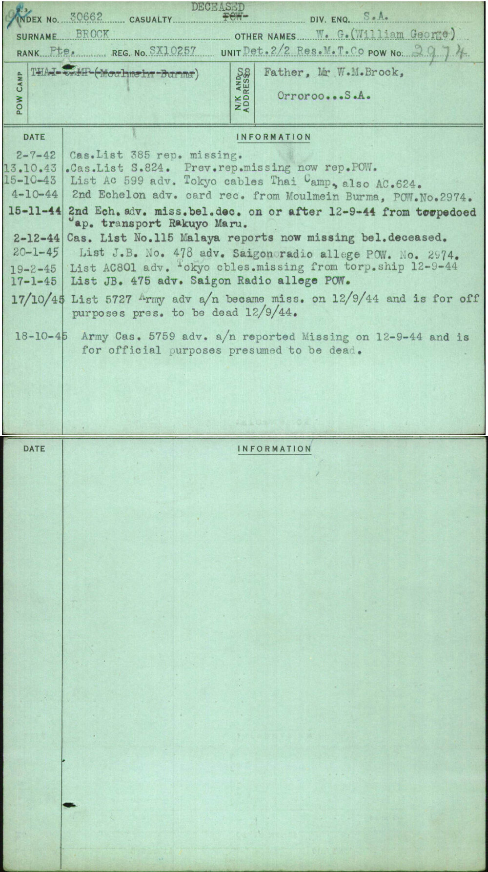 Brock, W G (William George), SX10257