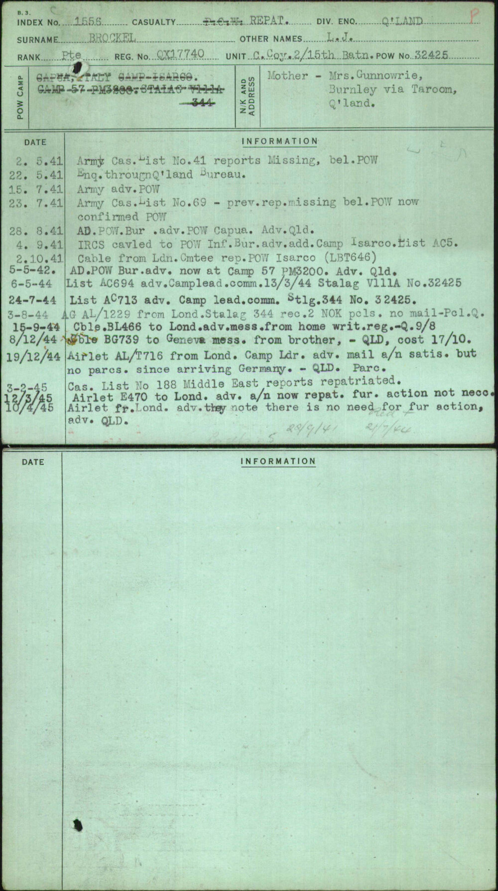 Brockel, L J, QX17740