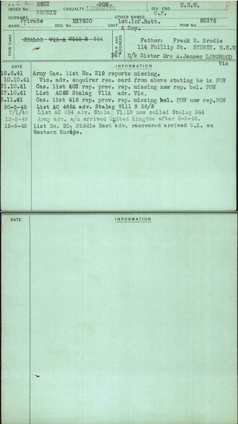 Brodie, C F, NX7820