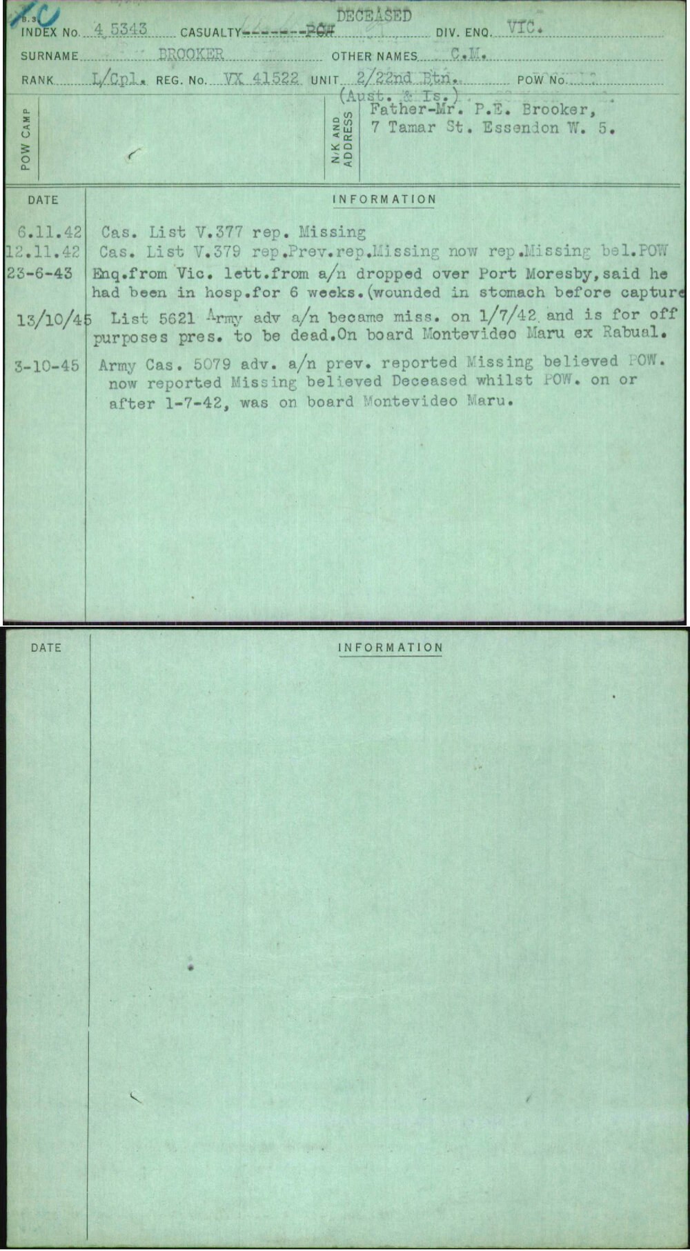 Brooker, C M, VX41522