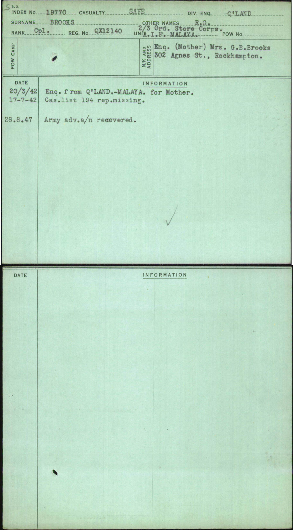 Brooks, R G, QX12140