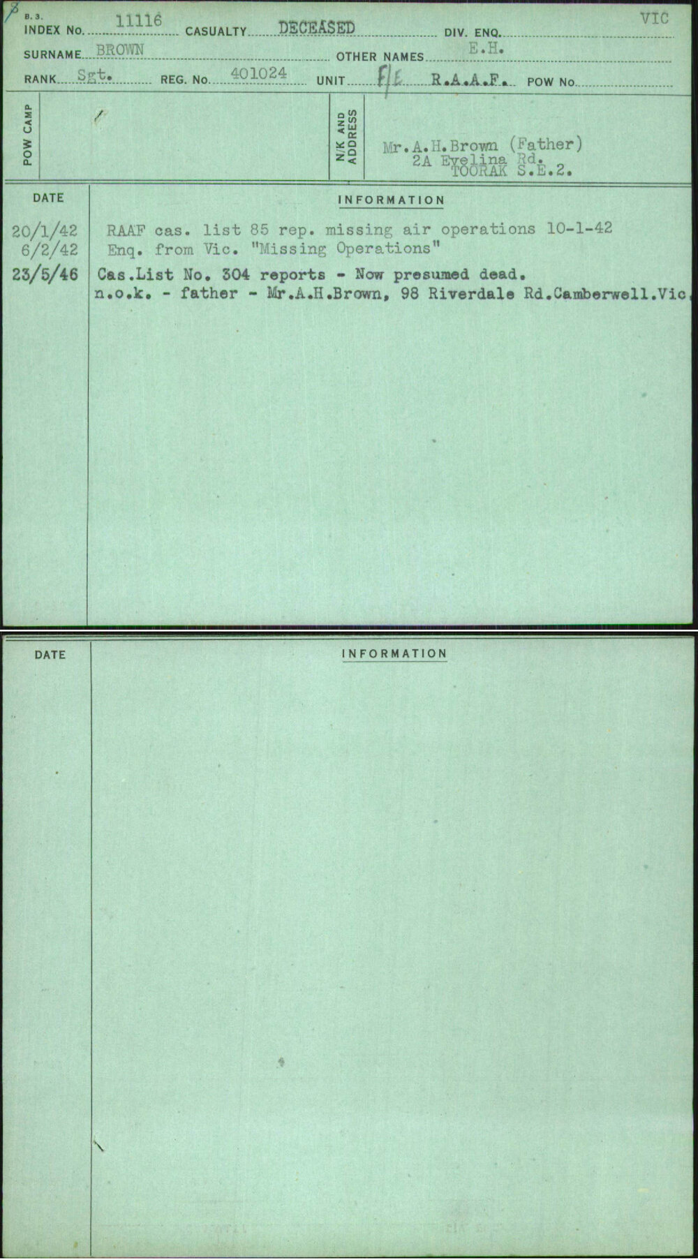 Brown, E H, 401024