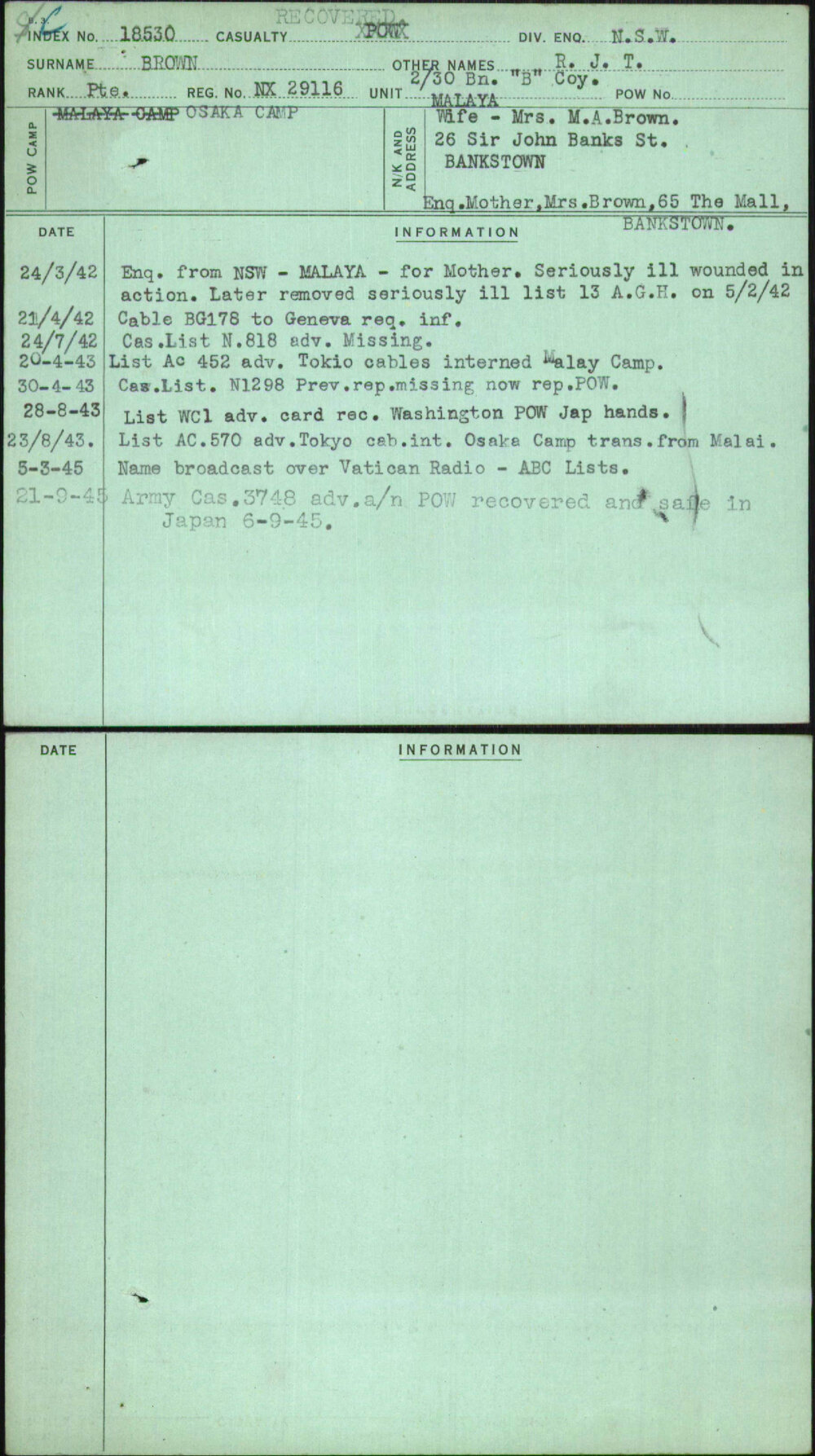 Brown, R J T, NX29116