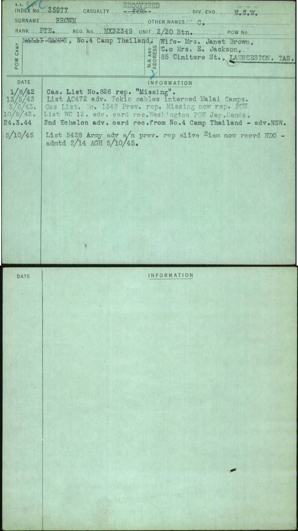 Brown, C, NX32349