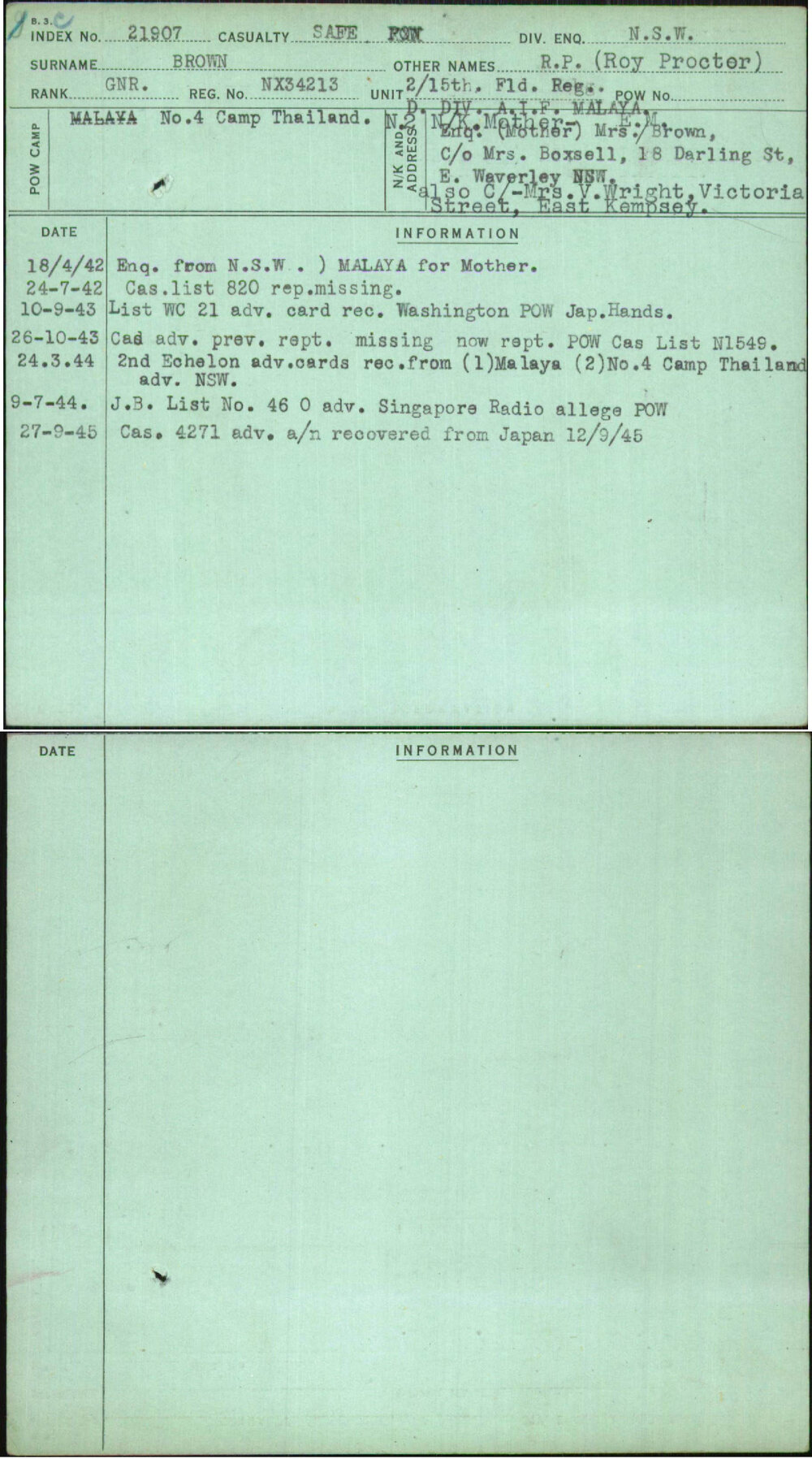 Brown, R P (Roy Procter), NX34213