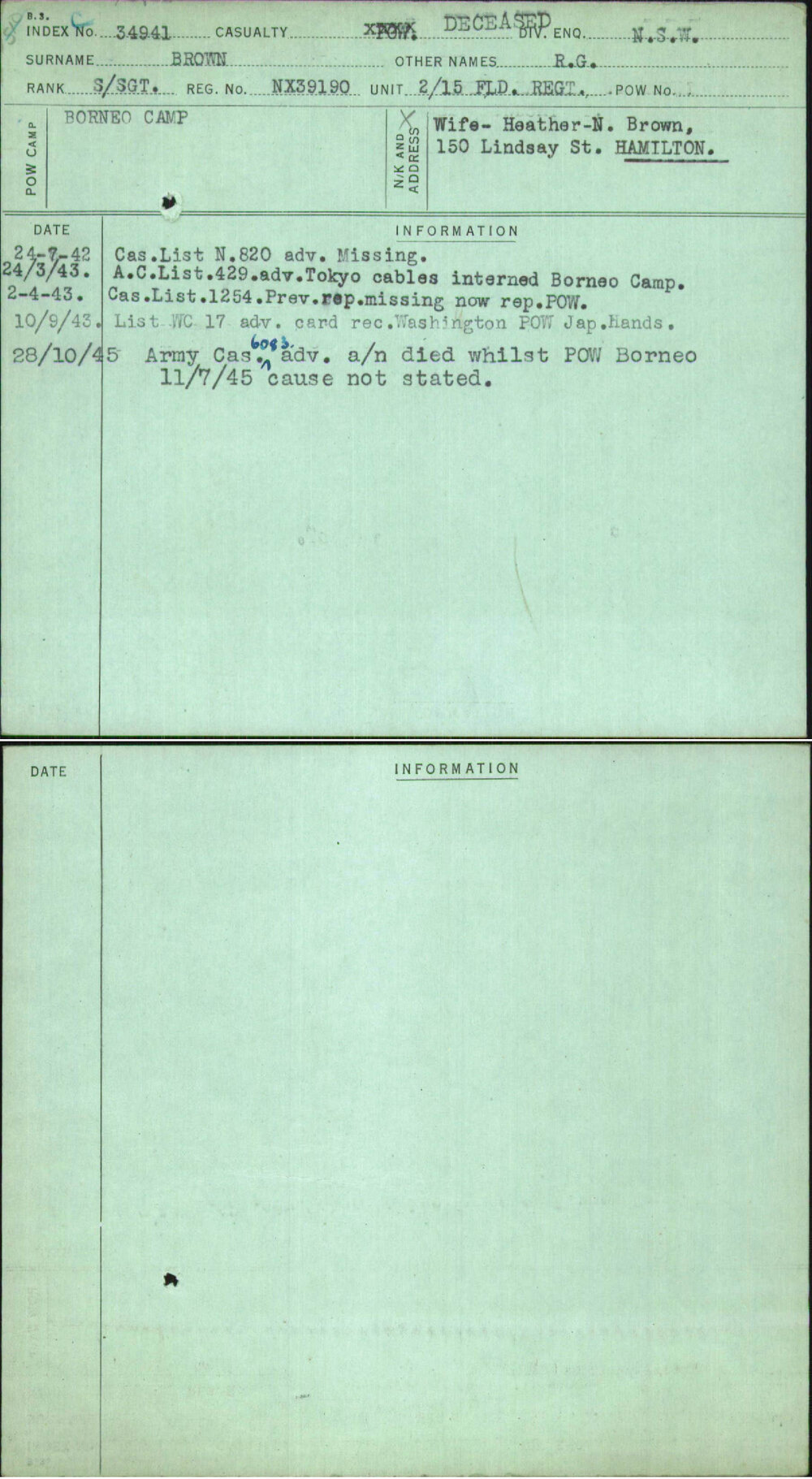 Brown, R G, NX39190