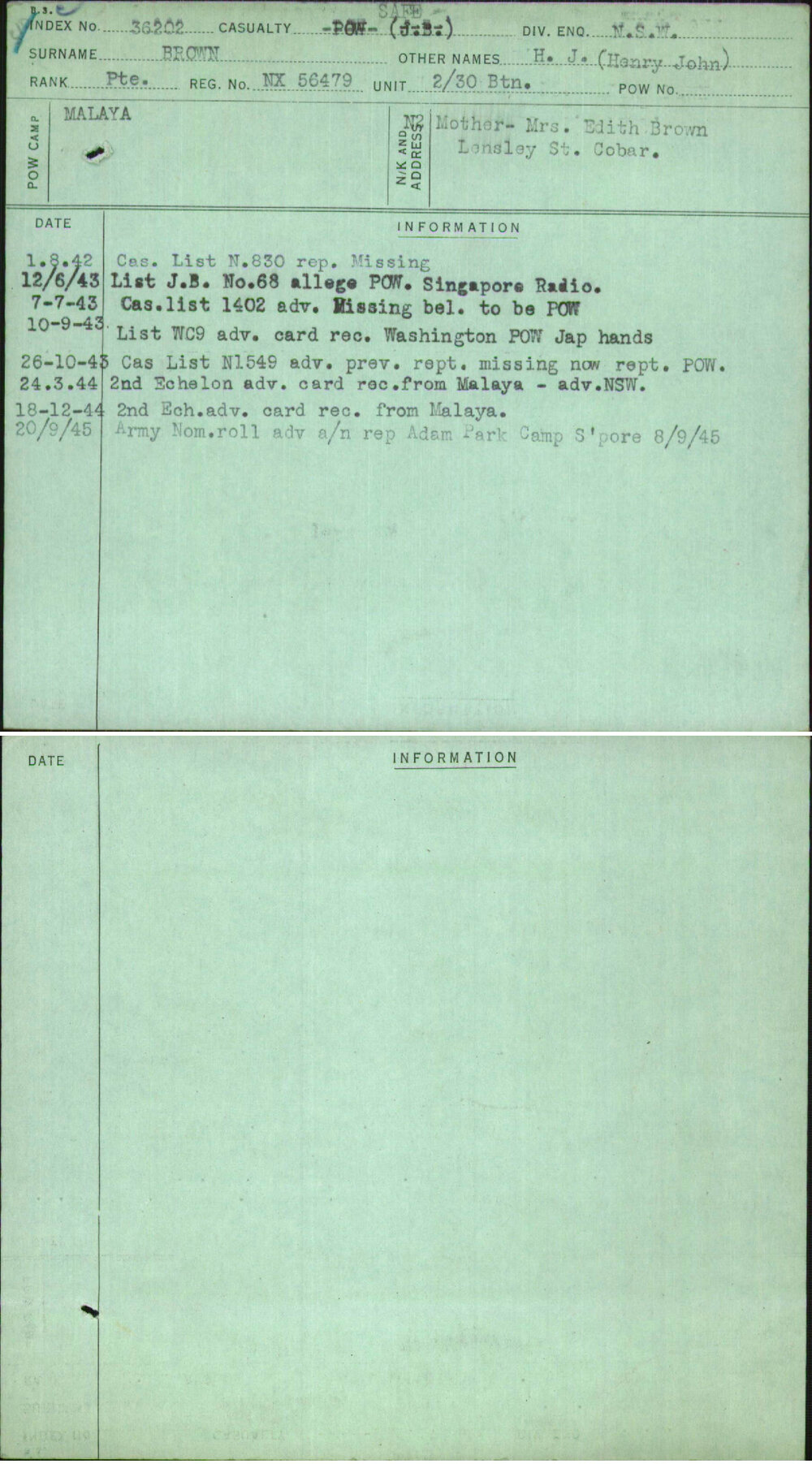 Brown, H J (Henry John), NX56479