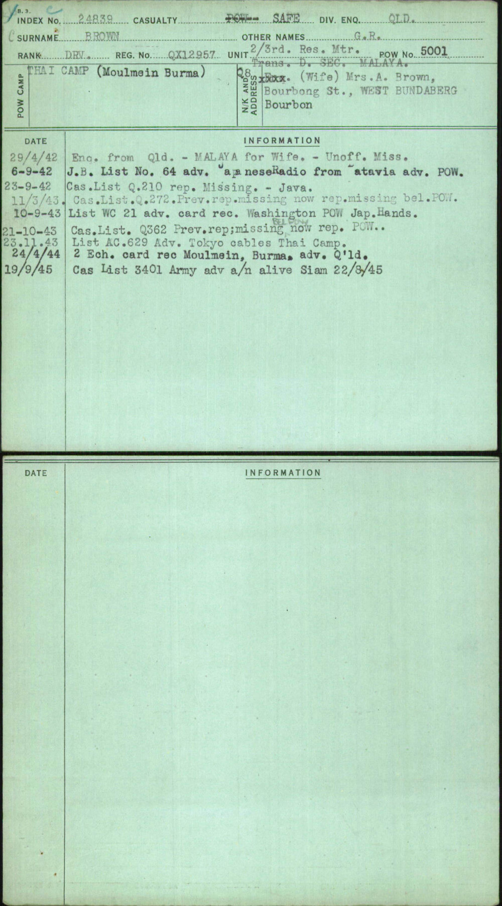 Brown, G R, QX12957