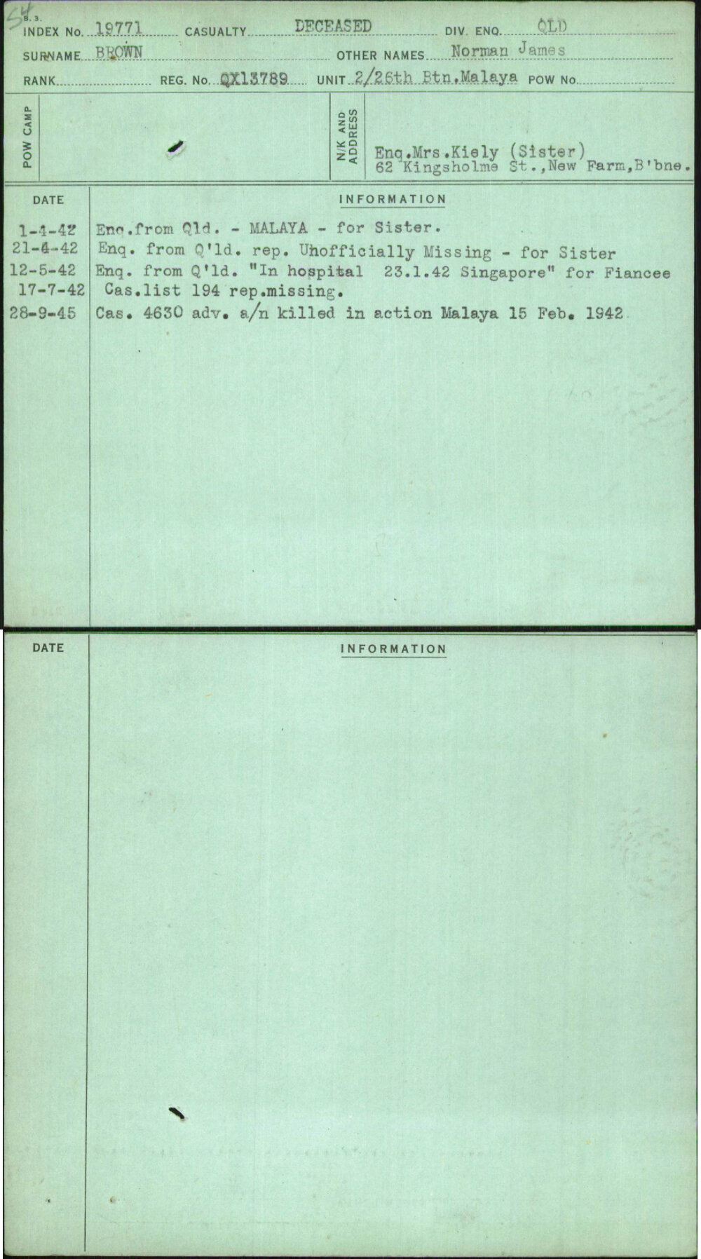 Brown, Norman James, QX13789