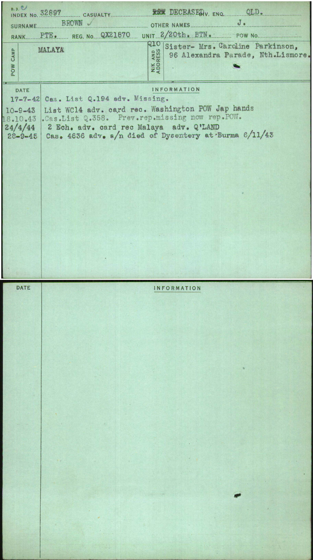 Brown, J, QX21870
