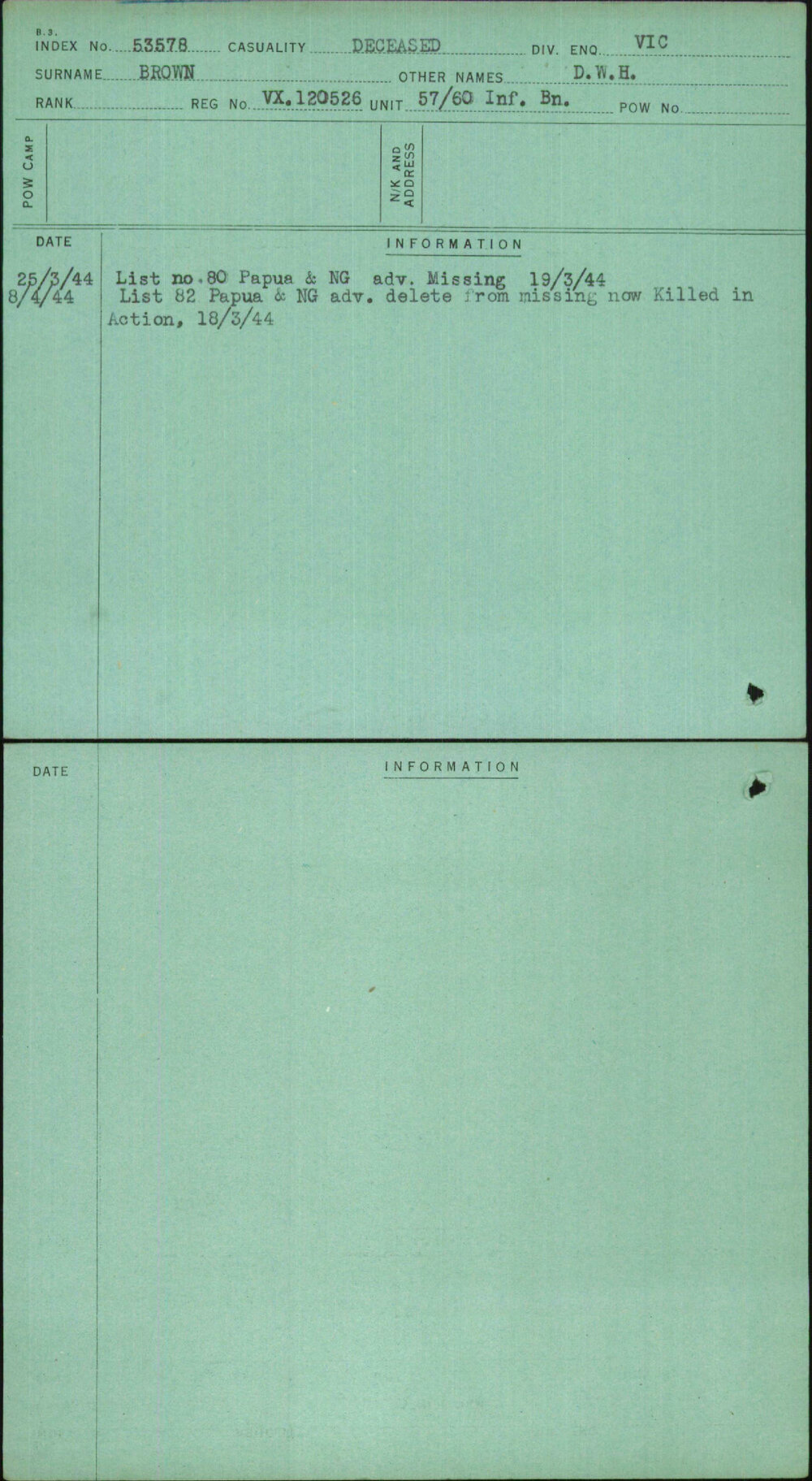 Brown, D W H, VX120526