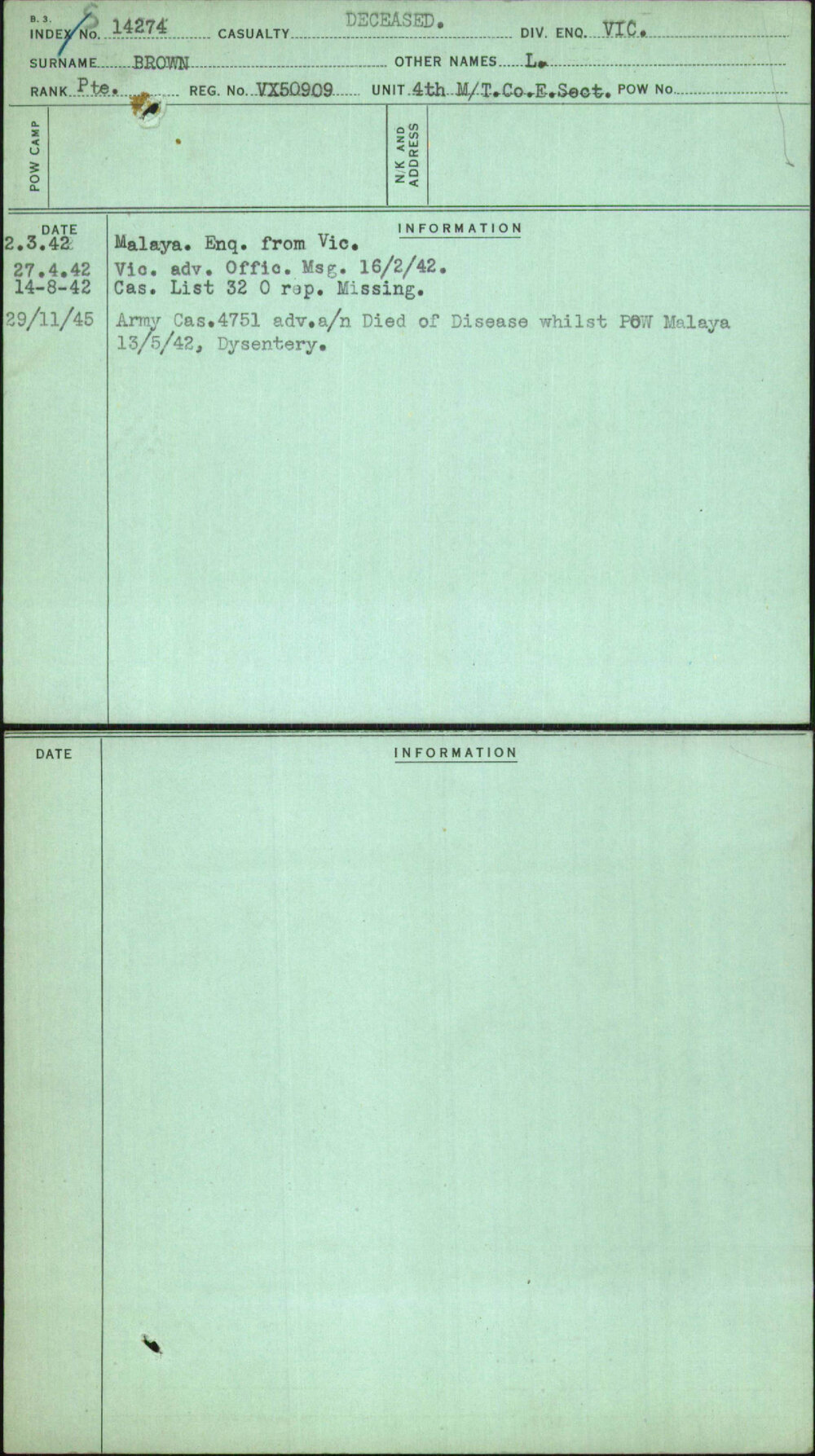 Brown, L, VX50909