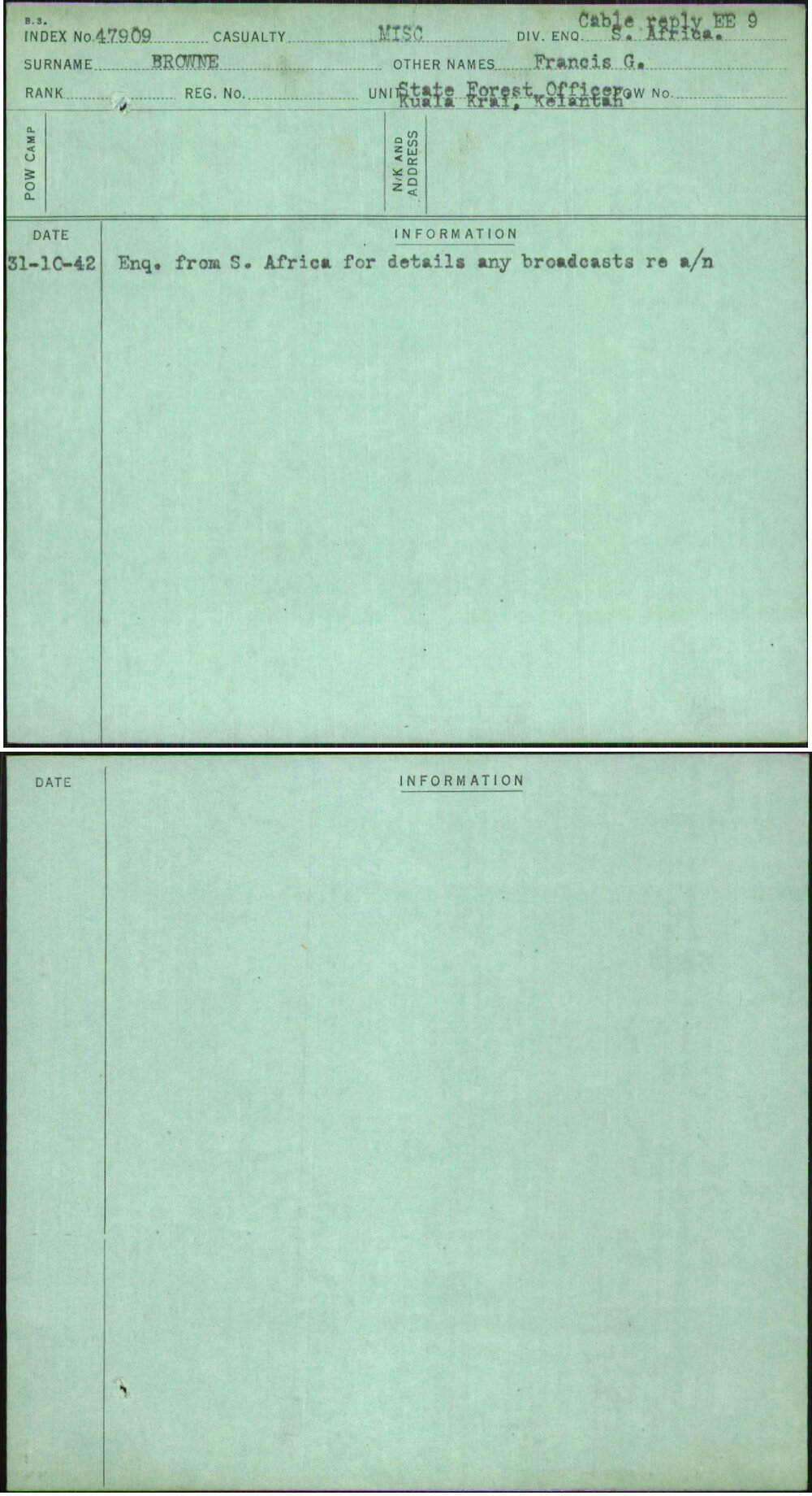 Browne, Francis G, [No Service Number]