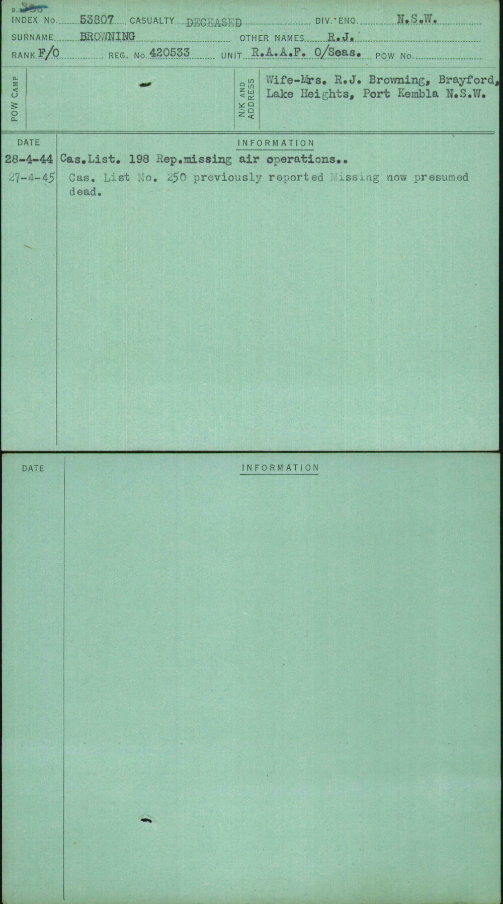 Browning, R J, 420533