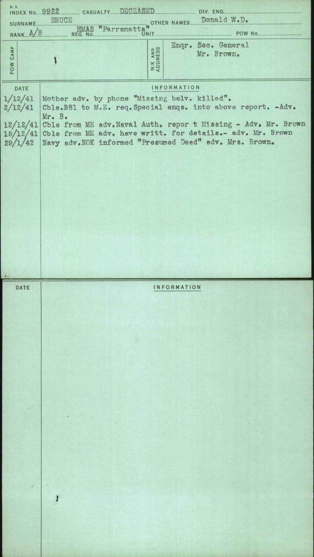 Bruce, Donald W D, Hmas Parramatta