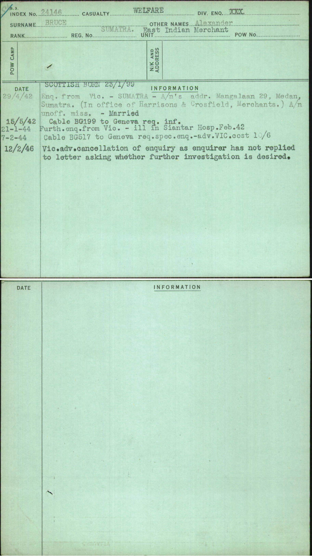 Bruce, Alexander, Sumatra