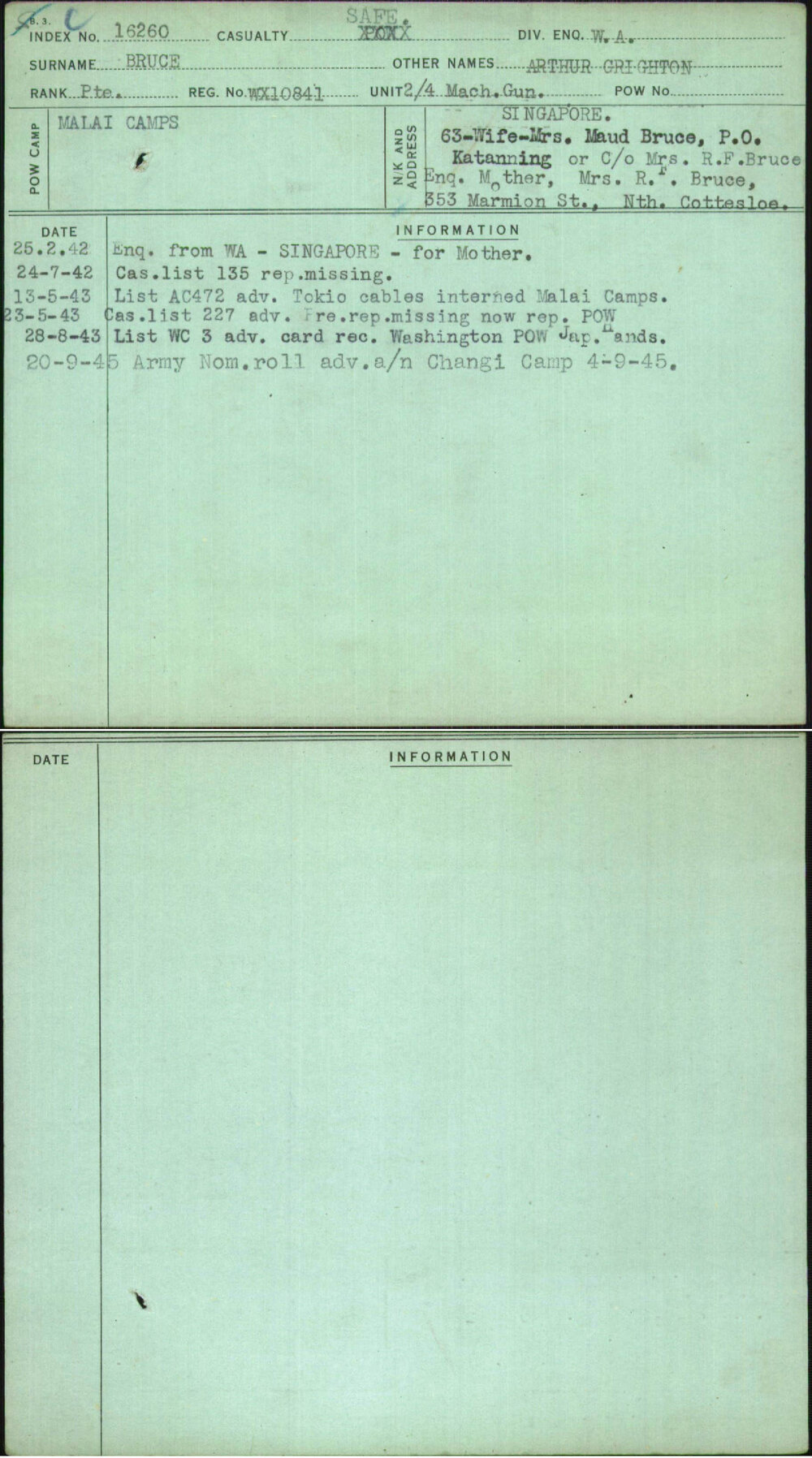 Bruce, Arthur Grighton, WX10841