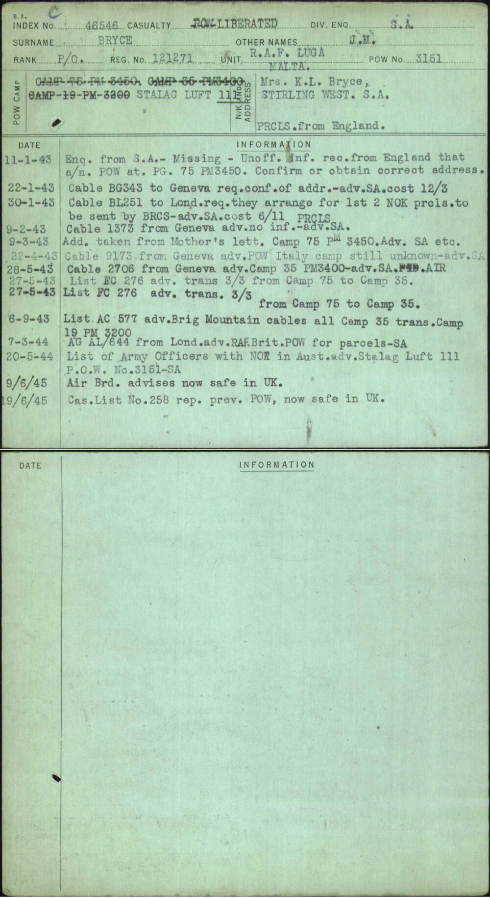 Bryce, J M, 121271