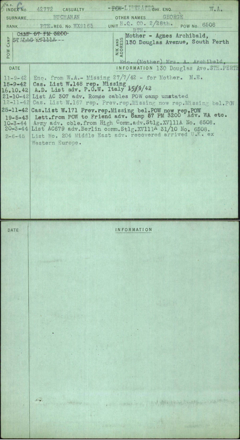 Buchanan, George, WX9165