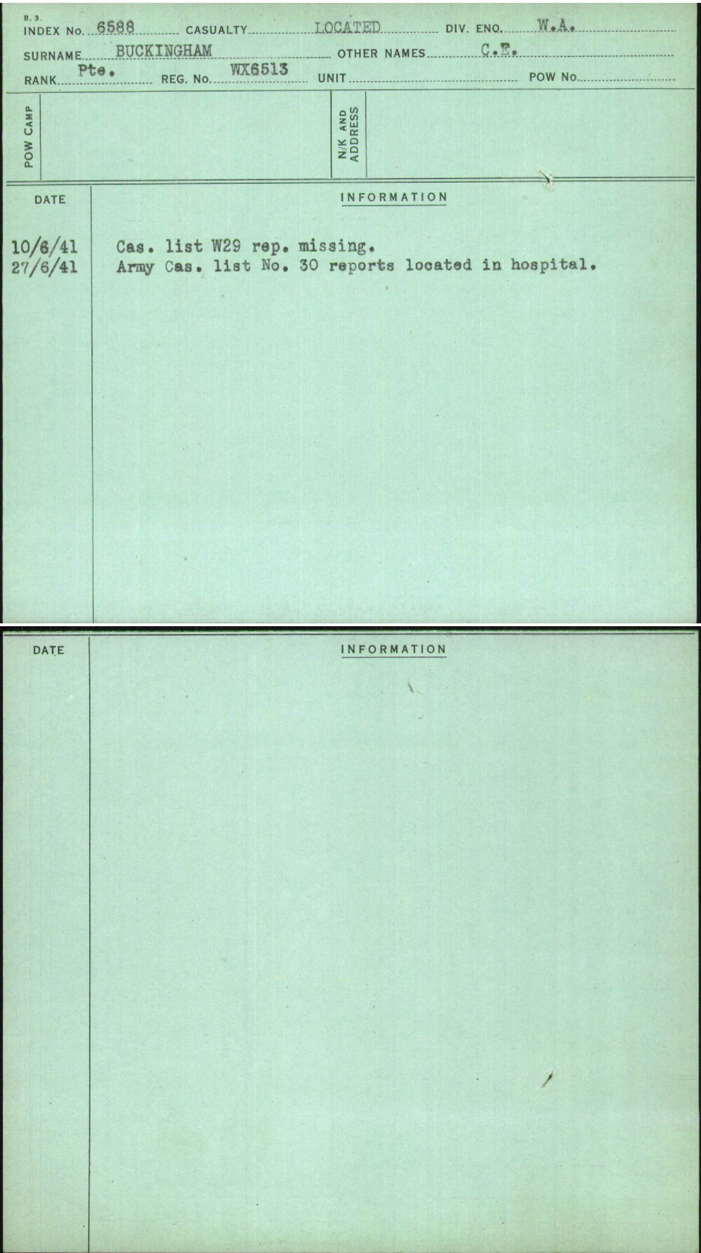 Buckingham, C E, WX6513