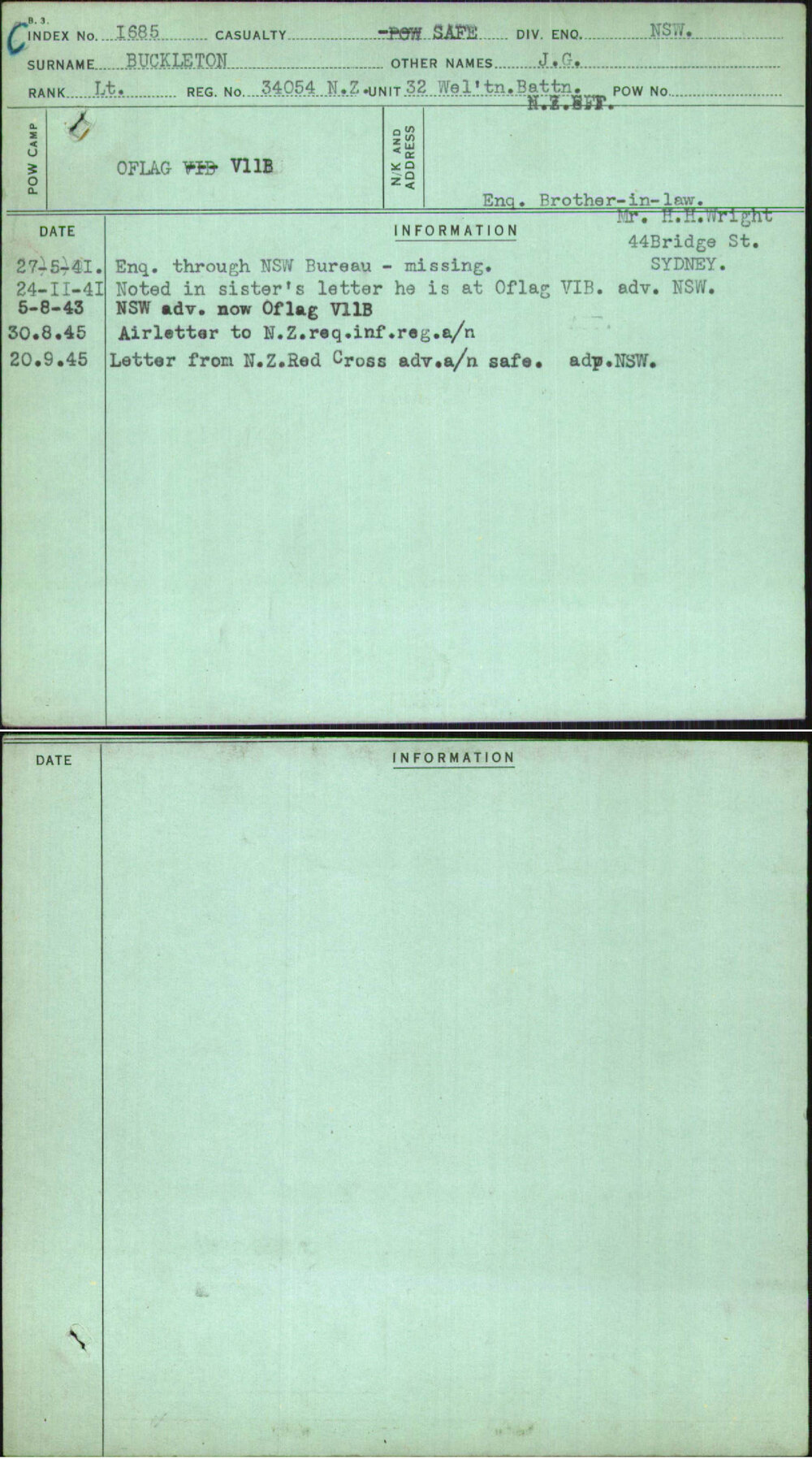 Buckleton, J G, 34054Nz