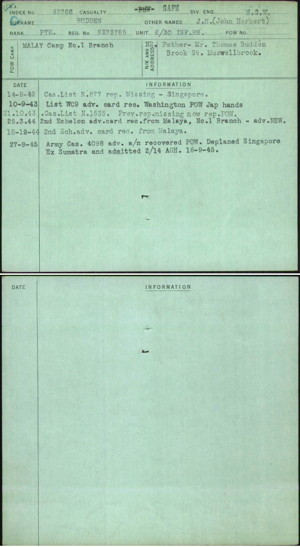 Budden, J H (John Herbert), NX73785