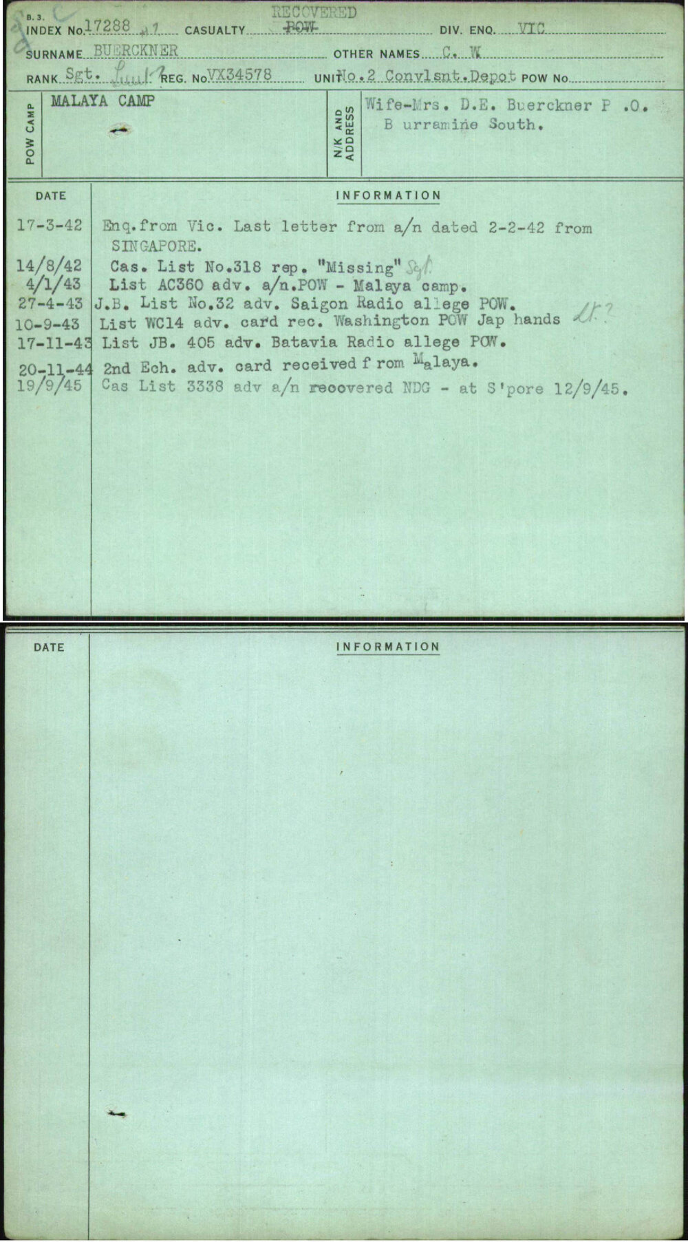 Buerckner, C W, VX34578