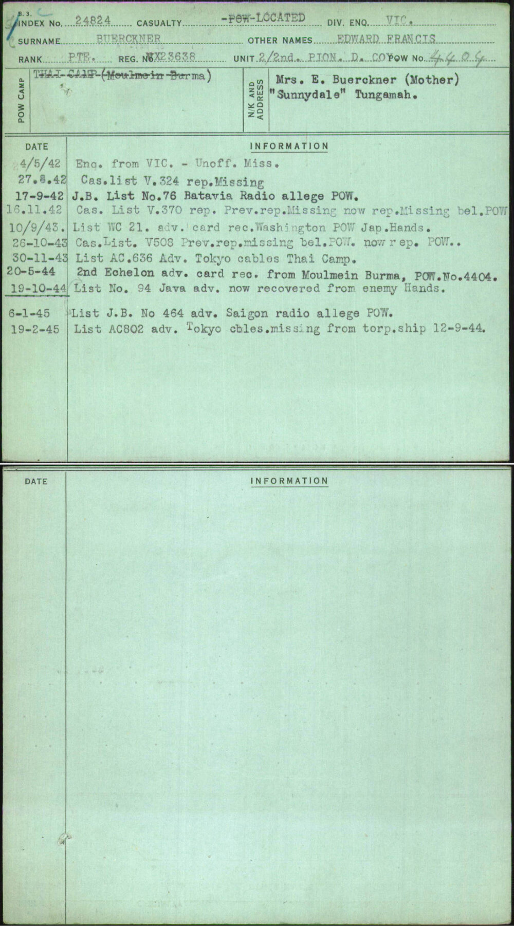 Buerckner, Edward Francis, VX23638