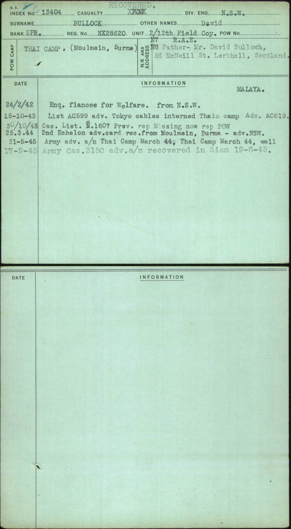 Bullock, David, NX28620