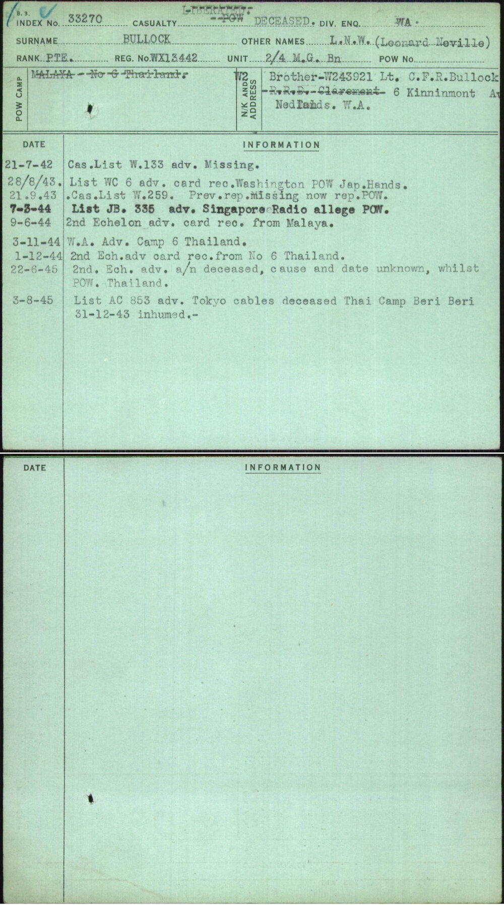 Bullock, L N W (Leonard Neville), WX13442