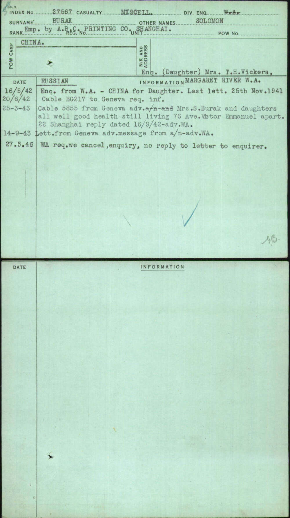 Burak, Solomon, [No Service Number]