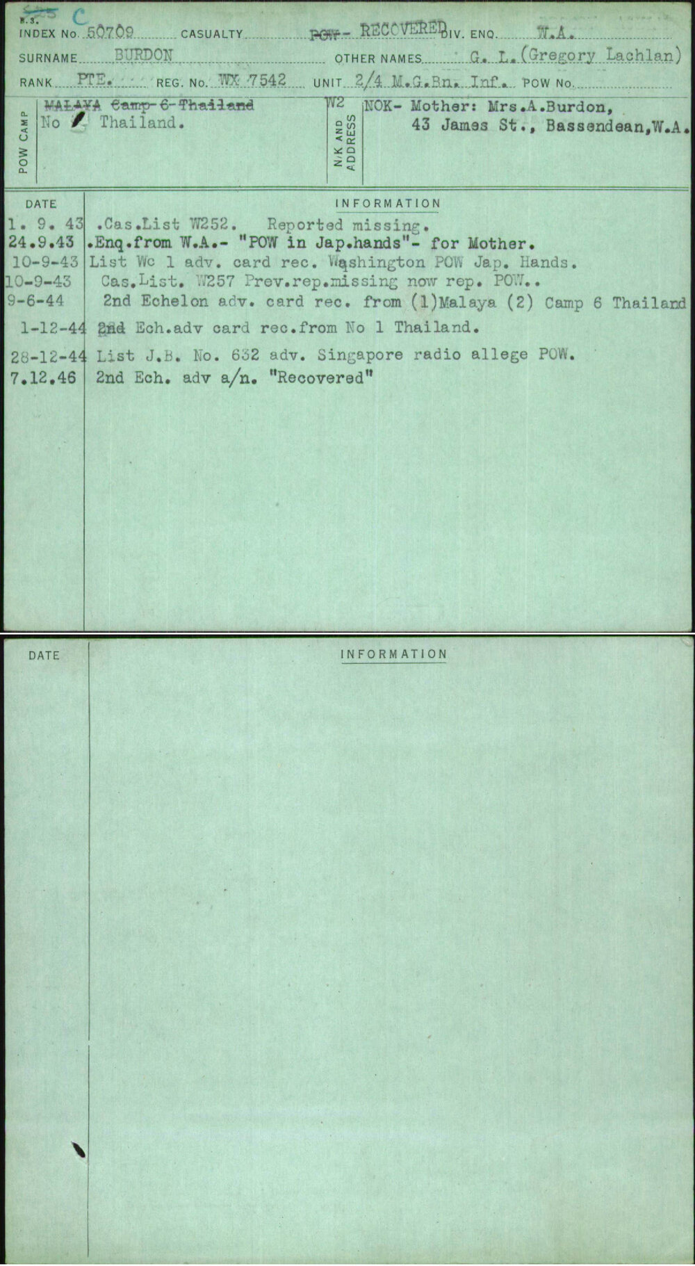 Burdon, G L (Gregory Lachlan), WX7542