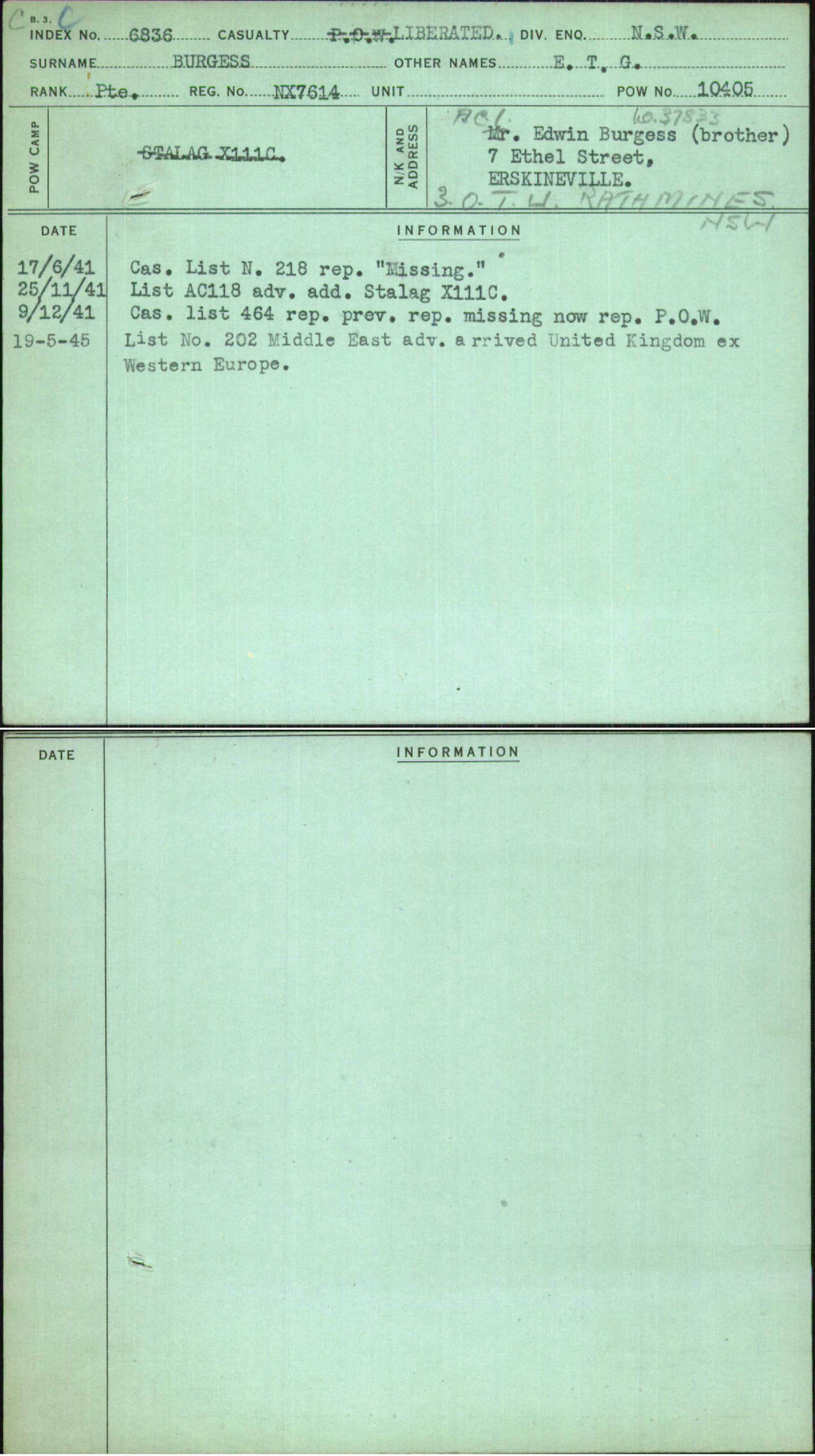 Burgess, E T G, NX7614