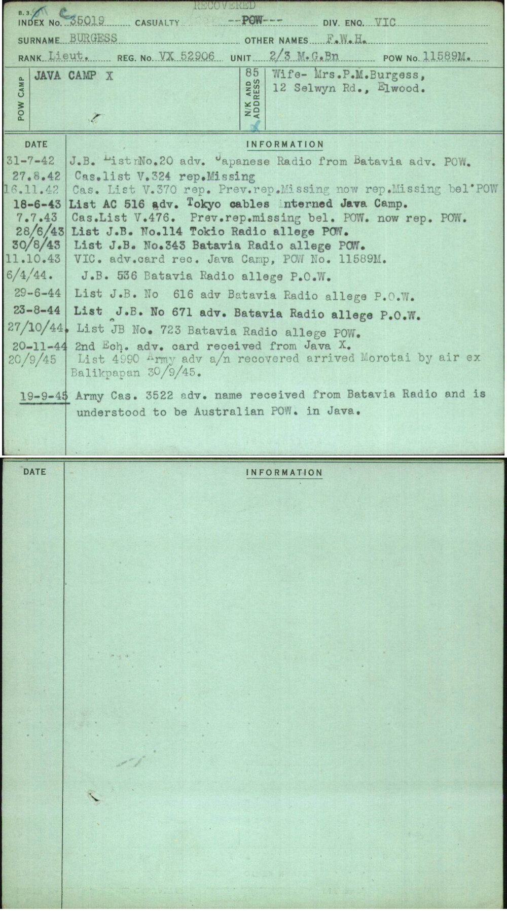 Burgess, F W H, VX52906