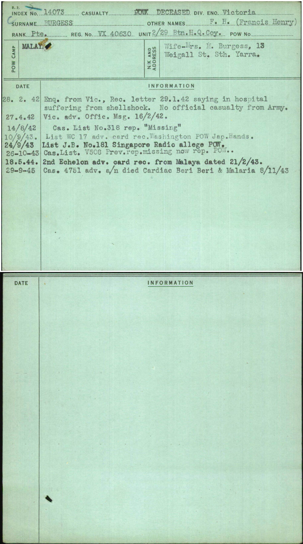 Burgess, F H (Francis Henry), VX40630