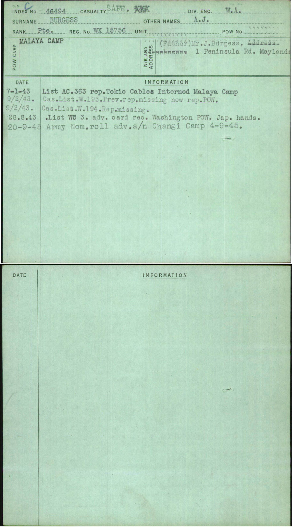 Burgess, A J, WX15756