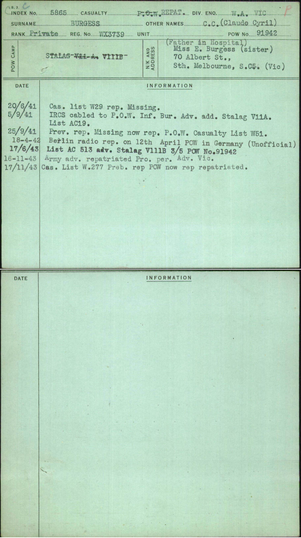 Burgess, C C (Claude Cyril), WX3739